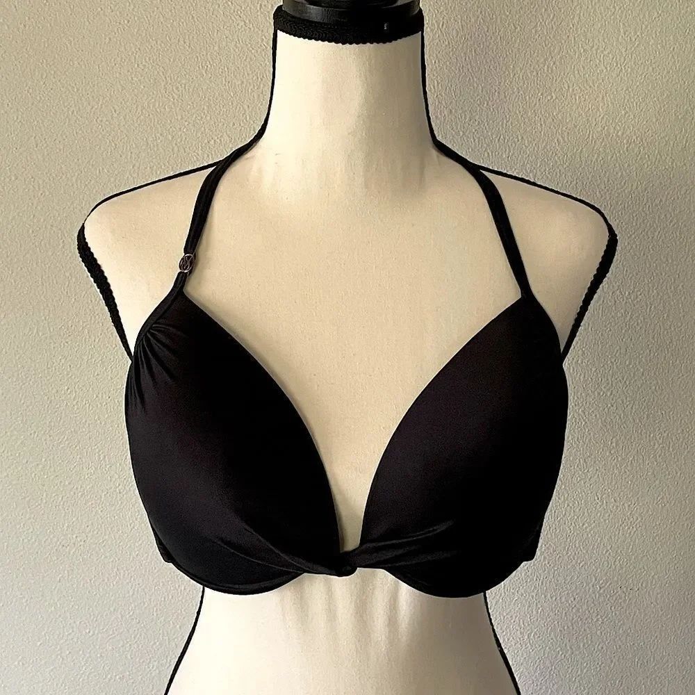 NEW! Victoria’s Secret Black (with small Gold Detail) Underwire, Swim Top. 36D.